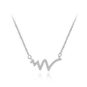 925 Sterling Silver Simple Fashion Geometric Corrugated Necklace with Cubic Zirconia
