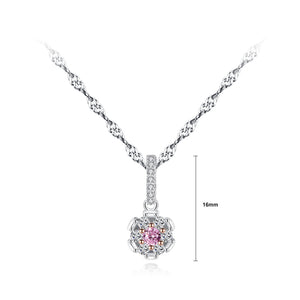 925 Sterling Silver Fashion and Simple Geometric Pendant with Cubic Zirconia and Necklace