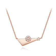 Load image into Gallery viewer, 925 Sterling Silver Plated Rose Gold Simple Fashion Geometric Flower Necklace with Cubic Zirconia