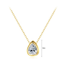 Load image into Gallery viewer, 925 Sterling Silver Plated Gold Simple Fashion Water Drop-shaped Cubic Zirconia Pendant with Necklace