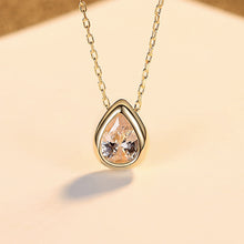 Load image into Gallery viewer, 925 Sterling Silver Plated Gold Simple Fashion Water Drop-shaped Cubic Zirconia Pendant with Necklace