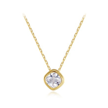 Load image into Gallery viewer, 925 Sterling Silver Plated Gold Simple Fashion Geometric Diamond Cubic Zirconia Pendant with Necklace