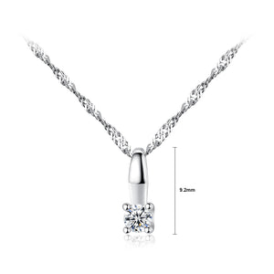 925 Sterling Silver Simple and Delicate Geometric Pendant with Cubic Zirconia and Necklace