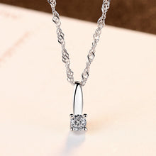 Load image into Gallery viewer, 925 Sterling Silver Simple and Delicate Geometric Pendant with Cubic Zirconia and Necklace