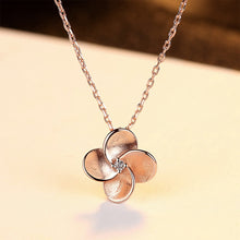 Load image into Gallery viewer, 925 Sterling Silver Plated Rose Gold Simple and Elegant Flower Pendant with Cubic Zirconia and Necklace