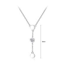 Load image into Gallery viewer, 925 Sterling Silver Simple and Fashion Geometric Round Tassel Pendant with Cubic Zirconia and Necklace