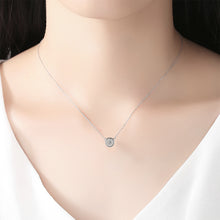 Load image into Gallery viewer, 925 Sterling Silver Fashion Simple Geometric Round Cubic Zirconia Pendant with Necklace
