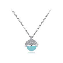 Load image into Gallery viewer, 925 Sterling Silver Fashion and Elegant Geometric Green Crystal Pendant with Cubic Zirconia and Necklace