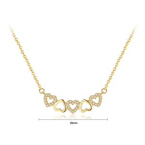 925 Sterling Silver Plated Gold Fashion Romantic Heart-shaped Necklace with Cubic Zirconia