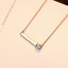 Load image into Gallery viewer, 925 Sterling Silver Plated Rose Gold Simple Geometric Rectangular Necklace with Cubic Zirconia