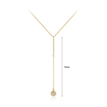 Load image into Gallery viewer, 925 Sterling Silver Plated Gold Simple Fashion Geometric Tassel Round Pendant with Cubic Zirconia and Necklace
