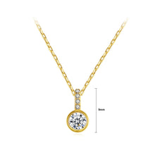 Load image into Gallery viewer, 925 Sterling Silver Plated Gold Simple Fashion Geometric Round Cubic Zirconia Pendant with Necklace