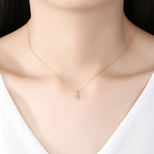 Load image into Gallery viewer, 925 Sterling Silver Plated Gold Simple Fashion Geometric Round Cubic Zirconia Pendant with Necklace