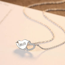 Load image into Gallery viewer, 925 Sterling Silver Fashion Romantic Double Heart Necklace with Cubic Zirconia