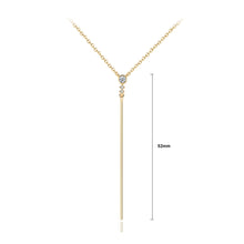 Load image into Gallery viewer, 925 Sterling Silver Plated Gold Simple Fashion Geometric Tassel Pendant with Cubic Zirconia and Necklace