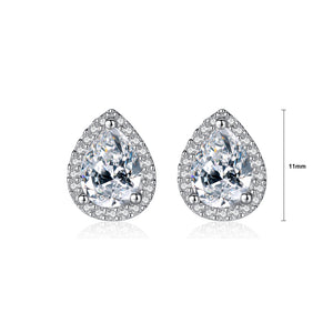 925 Sterling Silver Elegant Fashion Water Drop-shaped Cubic Zirconia Stud Earrings
