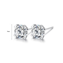 Load image into Gallery viewer, 925 Sterling Silver Fashion and Elegant Geometric Round Cubic Zirconia Stud Earrings