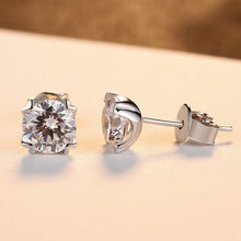 Load image into Gallery viewer, 925 Sterling Silver Fashion and Elegant Geometric Round Cubic Zirconia Stud Earrings