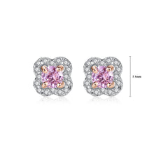 Load image into Gallery viewer, 925 Sterling Silver Elegant Fashion Flower Stud Earrings with Pink Cubic Zirconia