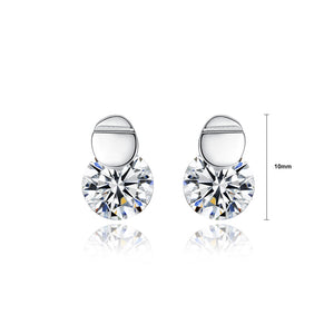 925 Sterling Silver Fashion Simple Geometric Round Cubic Zirconia Stud Earrings