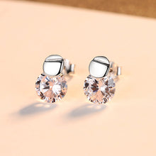 Load image into Gallery viewer, 925 Sterling Silver Fashion Simple Geometric Round Cubic Zirconia Stud Earrings