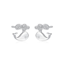 Load image into Gallery viewer, 925 Sterling Silver Simple and Cute Dolphin Stud Earrings with Cubic Zirconia