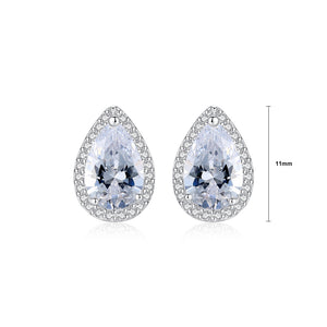 925 Sterling Silver Fashion and Elegant Water Drop-shaped Stud Earrings with Cubic Zirconia
