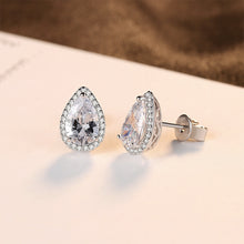 Load image into Gallery viewer, 925 Sterling Silver Fashion and Elegant Water Drop-shaped Stud Earrings with Cubic Zirconia