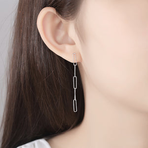 925 Sterling Silver Simple Fashion Geometric Tassel Earrings