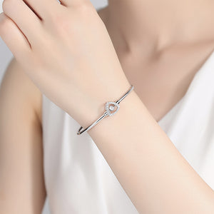 925 Sterling Silver Fashion and Elegant Geometric Triangle Bangle with Cubic Zirconia