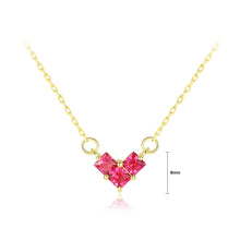 Load image into Gallery viewer, 925 Sterling Silver Plated Gold Simple Romantic Heart-shaped Red Imitation Gemstone Pendant with Necklace