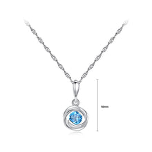 Load image into Gallery viewer, 925 Sterling Silver Simple Fashion Geometric Round Blue Imitation Gemstone Pendant with Necklace