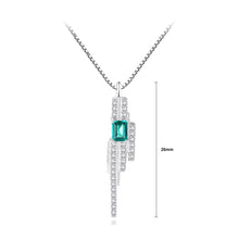 Load image into Gallery viewer, 925 Sterling Silver Fashion and Elegant Geometric Tassel Green Imitation Gemstone Pendant with Cubic Zirconia and Necklace