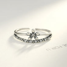 Load image into Gallery viewer, 925 Sterling Silver Fashion Elegant Flower Cubic Zirconia Adjustable Open Ring