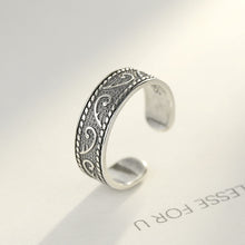 Load image into Gallery viewer, 925 Sterling Silver Vintage Elegant Geometric Pattern Adjustable Open Ring