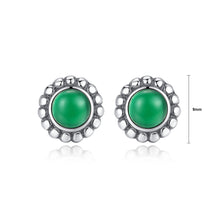 Load image into Gallery viewer, 925 Sterling Silver Simple Fashion Geometric Green Round Stud Earrings