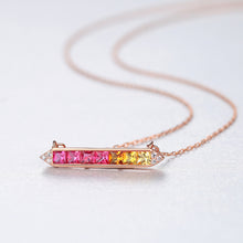 Load image into Gallery viewer, 925 Sterling Silver Plated Rose Gold Simple Fashion Geometric Rectangular Color Cubic Zirconia Necklace