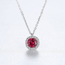 Load image into Gallery viewer, 925 Sterling Silver Simple Fashion Geometric Round Red Cubic Zirconia Pendant with Necklace