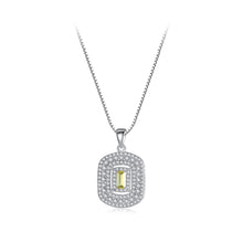 Load image into Gallery viewer, 925 Sterling Silver Fashion Bright Geometric Pendant with Yellow Cubic Zirconia and Necklace