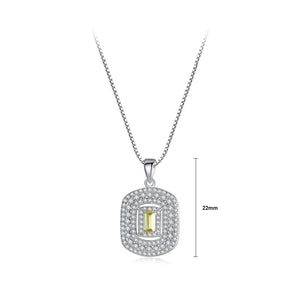 925 Sterling Silver Fashion Bright Geometric Pendant with Yellow Cubic Zirconia and Necklace