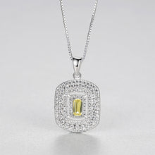Load image into Gallery viewer, 925 Sterling Silver Fashion Bright Geometric Pendant with Yellow Cubic Zirconia and Necklace