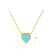 Load image into Gallery viewer, 925 Sterling Silver Plated Gold Simple Romantic Blue Cubic Zirconia Heart Pendant with Necklace