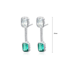Load image into Gallery viewer, 925 Sterling Silver Fashion and Simple Geometric Earrings with Green Cubic Zirconia