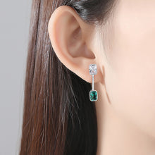 Load image into Gallery viewer, 925 Sterling Silver Fashion and Simple Geometric Earrings with Green Cubic Zirconia