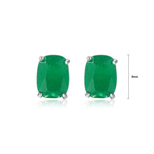 Load image into Gallery viewer, 925 Sterling Silver Elegant Simple Geometric Oval Green Cubic Zirconia Stud Earrings