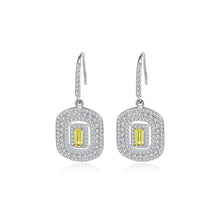 Load image into Gallery viewer, 925 Sterling Silver Fashion and Elegant Bright Geometric Earrings with Yellow Cubic Zirconia