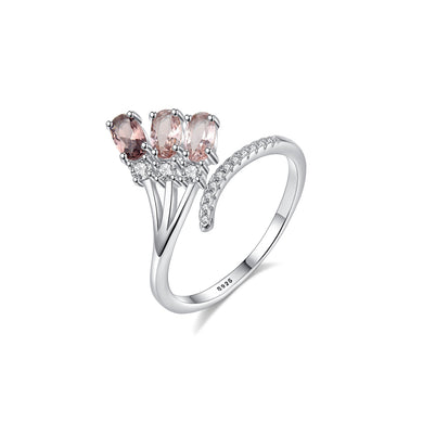 925 Sterling Silver Fashion and Elegant Geometric Adjustable Open Ring with Cubic Zirconia