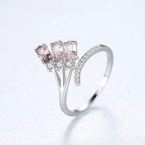 925 Sterling Silver Fashion and Elegant Geometric Adjustable Open Ring with Cubic Zirconia