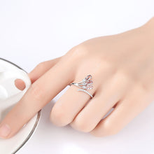 Load image into Gallery viewer, 925 Sterling Silver Fashion and Elegant Geometric Adjustable Open Ring with Cubic Zirconia