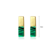 Load image into Gallery viewer, 925 Sterling Silver Plated Gold Simple Fashion Geometric Strip Imitation Malachite Stud Earrings